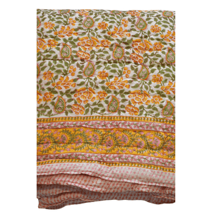 Bloomscape - Handblock Print Cotton Quilt: Queen