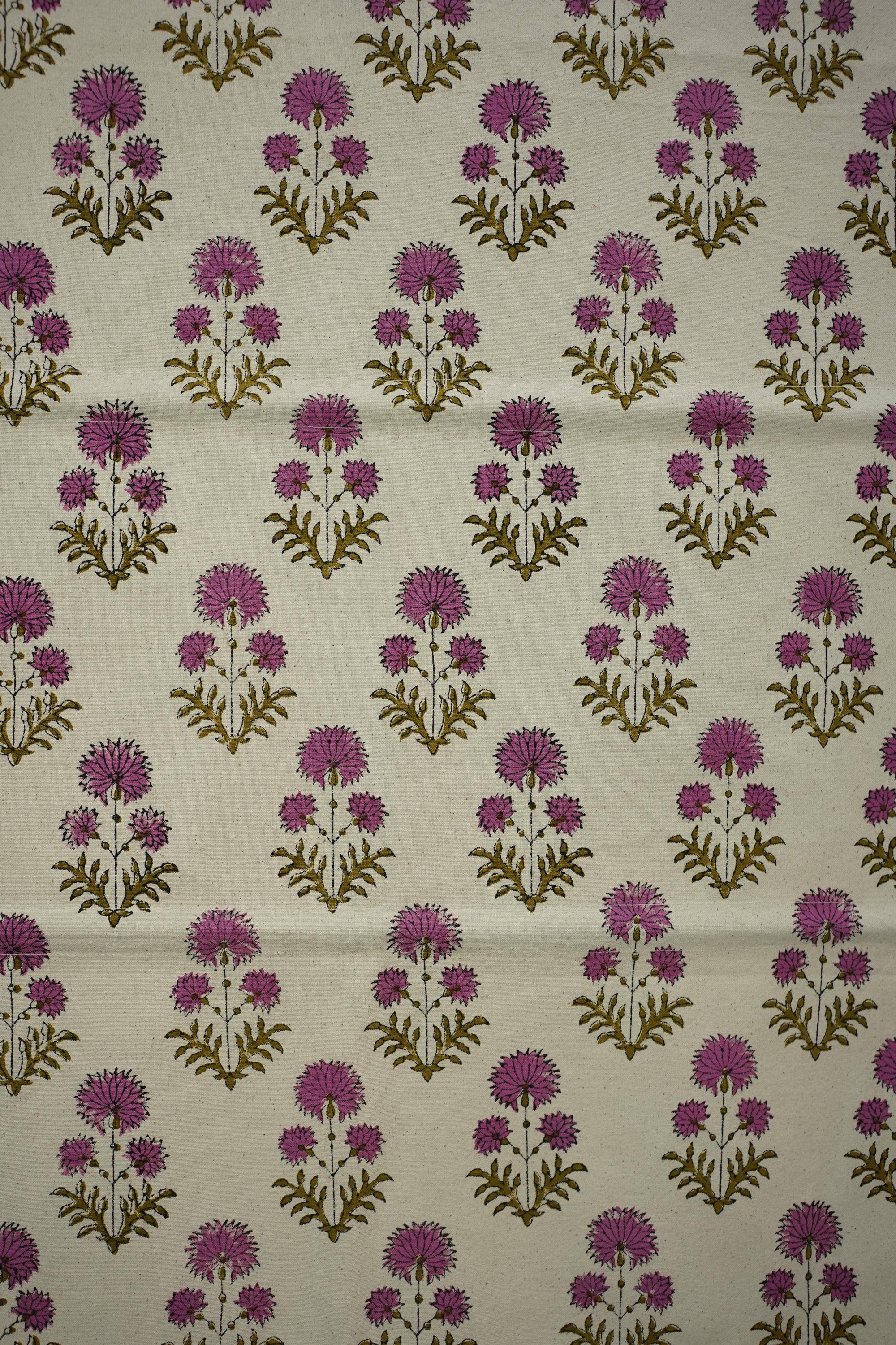 Indian Block Print Thick Cotton Roman Shade - Rishi: Thick Cotton / 30-39"W x 59-67"L Inches