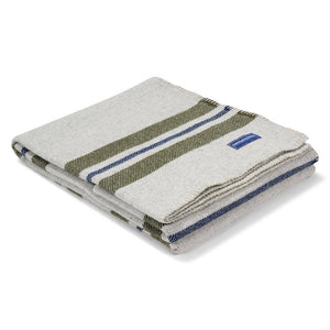 Cabin Wool Throw: Smoke olive navy