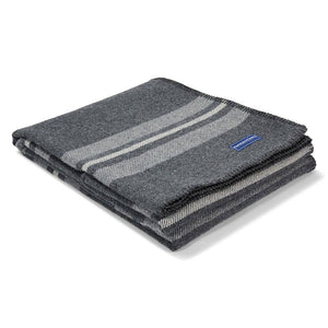 Cabin Wool Throw: Smoke olive navy