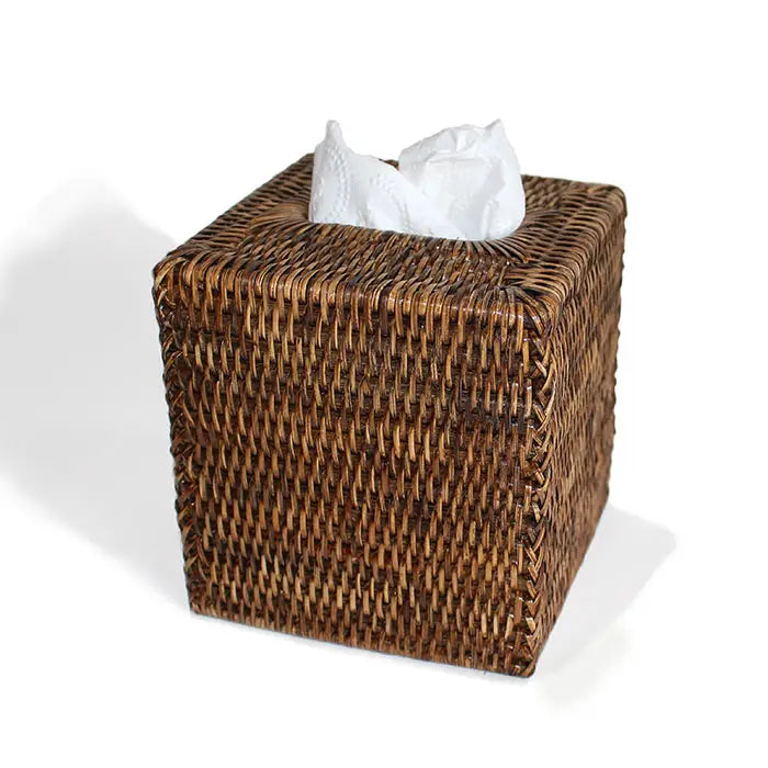 Antique Brown Square Tissue Box