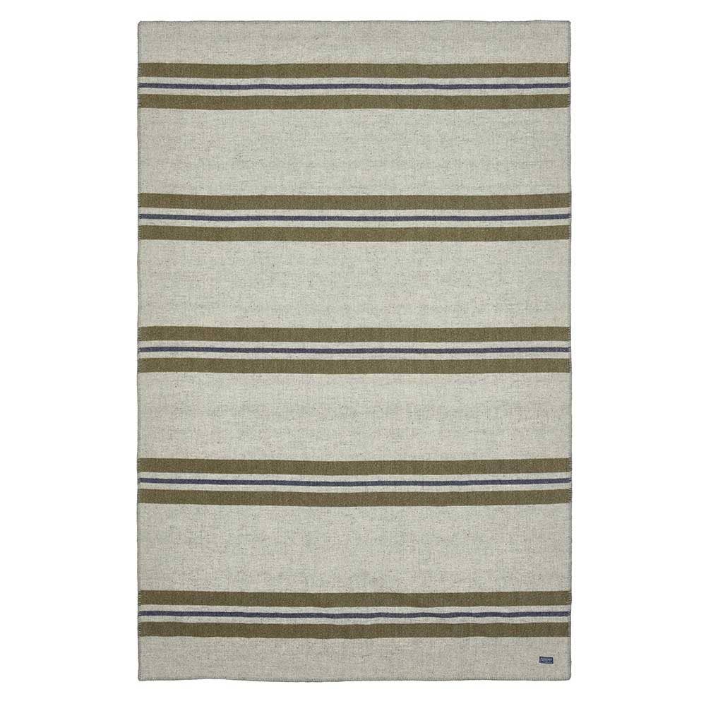 Cabin Wool Throw: Smoke olive navy