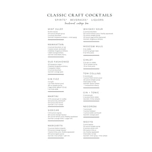Classic Craft Cocktails Tea Towel