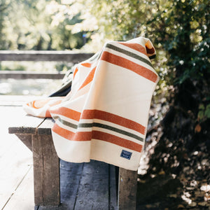 Cabin Wool Throw: Smoke olive navy