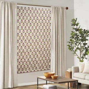 Indian Block Print Thick Cotton Roman Shade - Rishi: Thick Cotton / 30-39"W x 59-67"L Inches