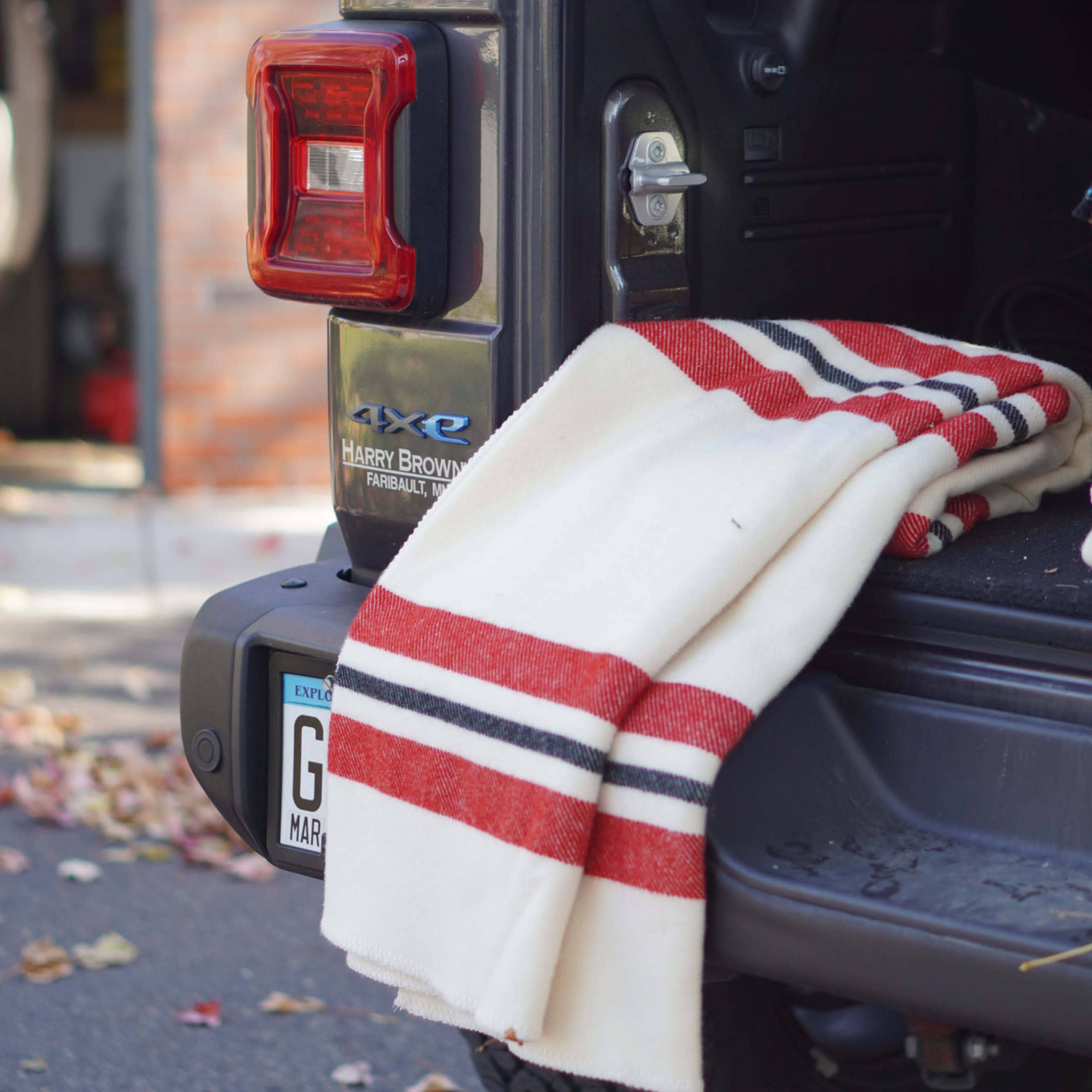 Cabin Wool Throw: Smoke olive navy