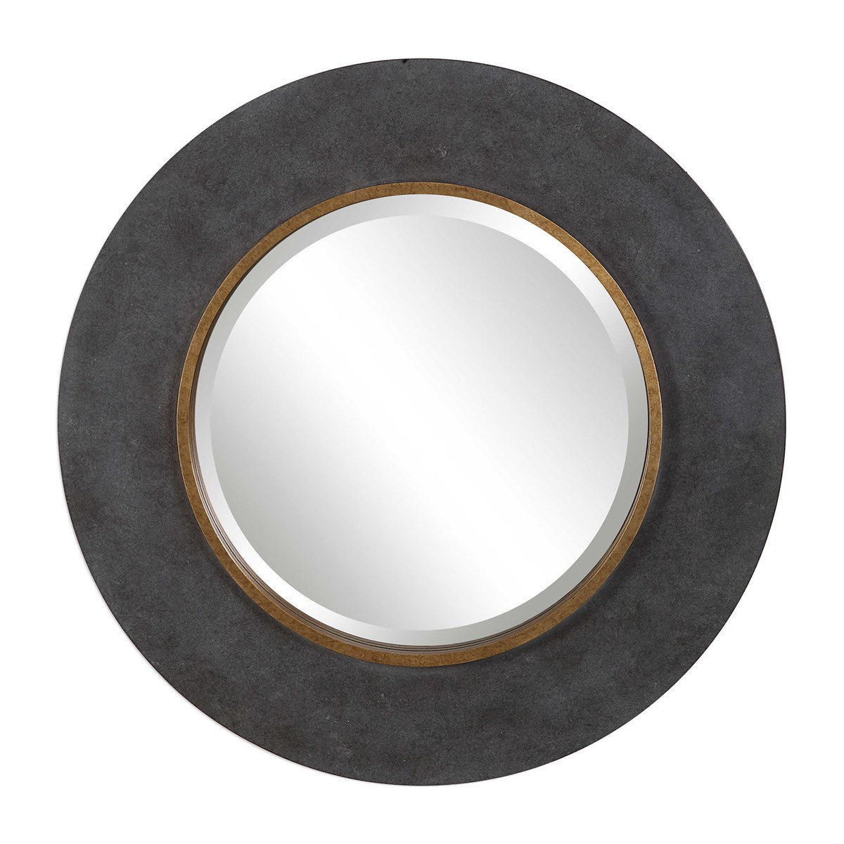 Charcoal Concrete Round Wall Mirror