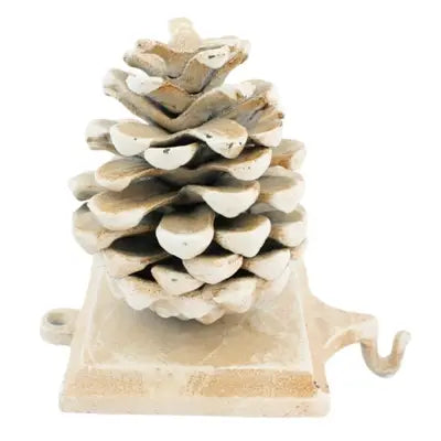 White Pinecone Stocking Holder