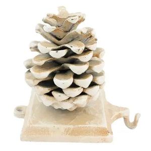 White Pinecone Stocking Holder